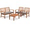 Costway 4 PCS Outdoor Furniture Set with Soft Seat Cushions Stable Acacia Wood Frame White/Navy/Gray